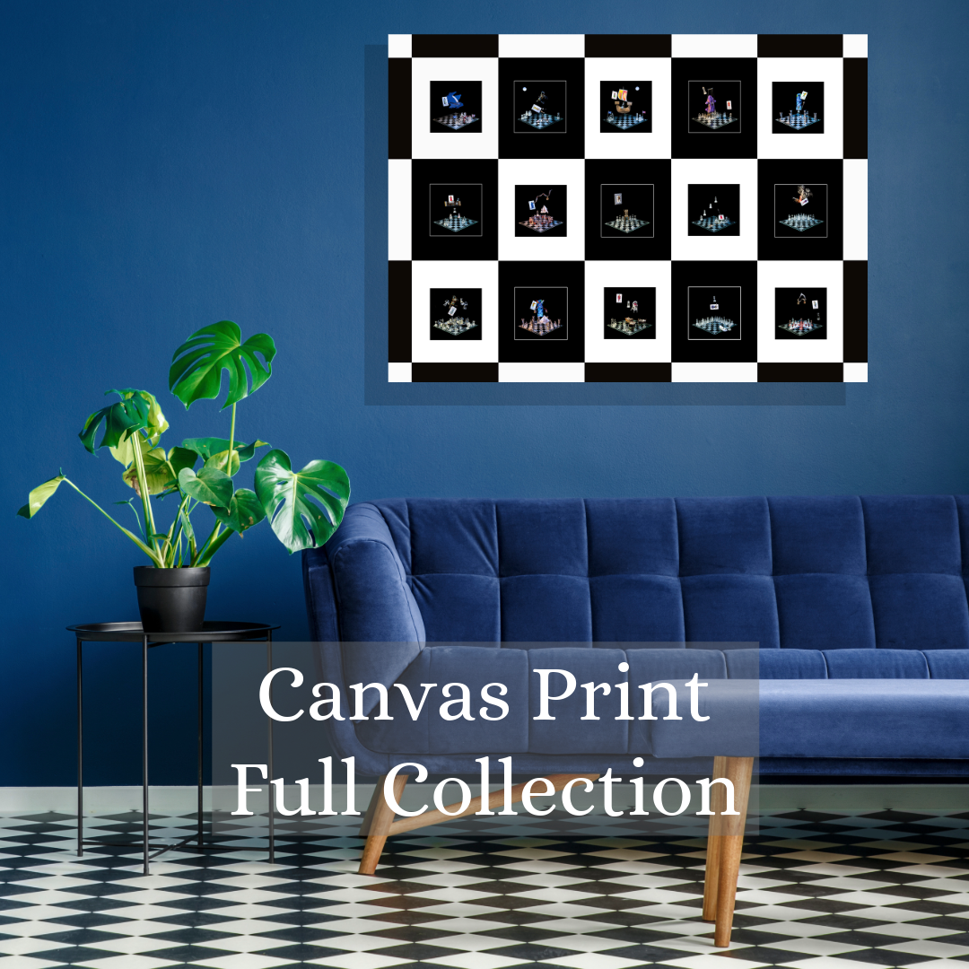 photographic art A1 canvas print displayed on a wall above a sofa.